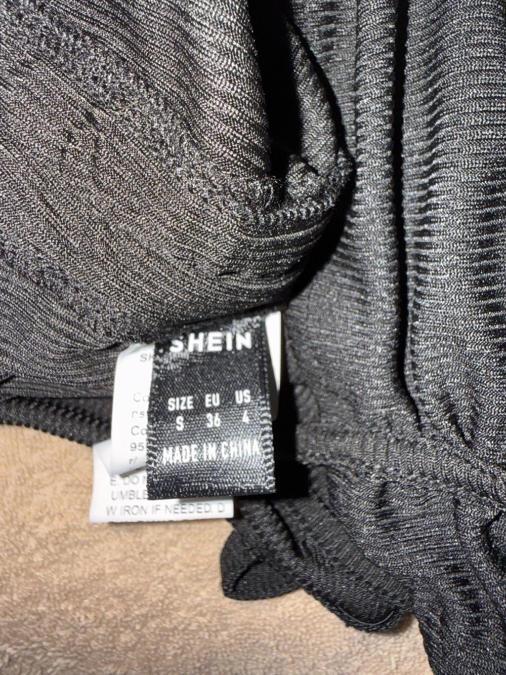 SHEIN Black Ribbed Drawstring Swim Top - Picture 2 of 4